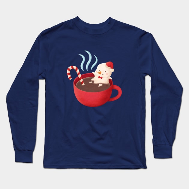 Cute Melting Snowman in Hot Chocolate Long Sleeve T-Shirt by rustydoodle